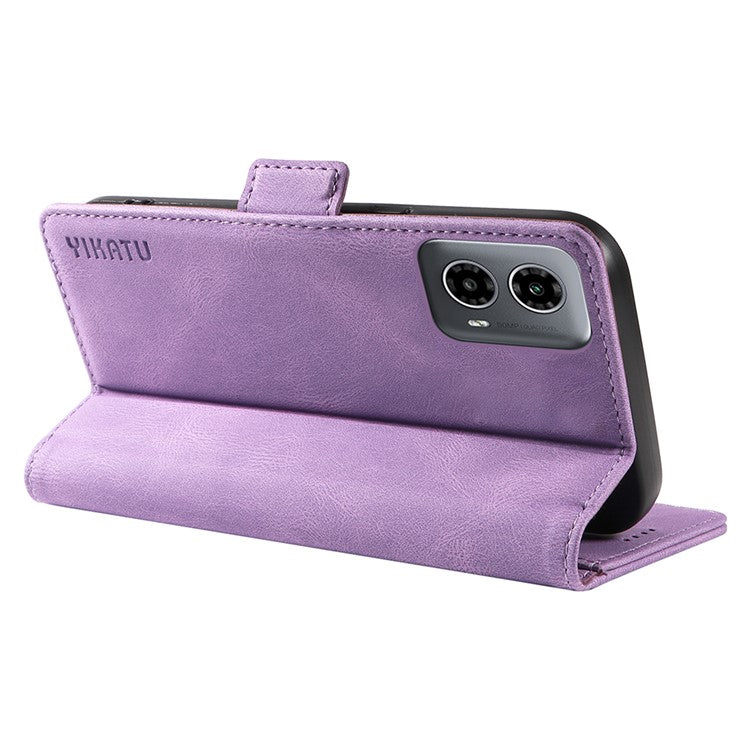 YIKATU YK-005 For Motorola Moto G45 5G / G34 5G Case Card Slot Skin-Touch Leather Magnetic Clasp Phone Cover - Purple