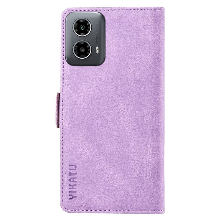 YIKATU YK-005 For Motorola Moto G45 5G / G34 5G Case Card Slot Skin-Touch Leather Magnetic Clasp Phone Cover - Purple