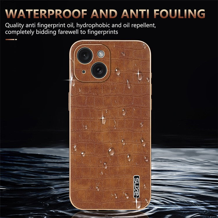 AZNS For iPhone 14 Plus Case Crocodile Texture PU+TPU Shockproof Phone Cover - Green