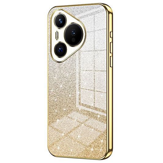 For Huawei Pura 70 Case TPU Gradient Glitter Mobile Phone Cover - Gold