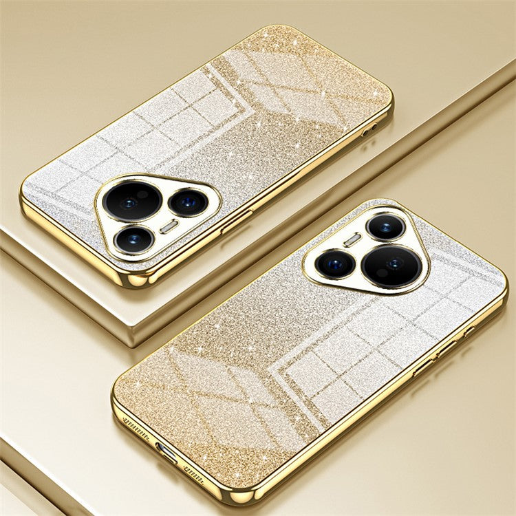 For Huawei Pura 70 Case TPU Gradient Glitter Mobile Phone Cover - Gold