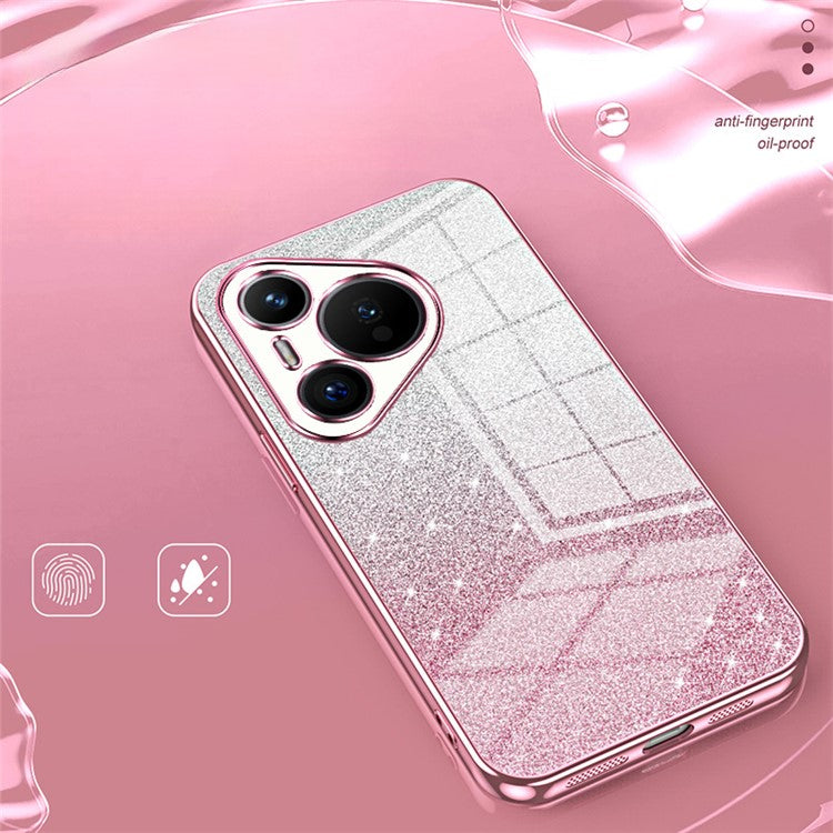 For Huawei Pura 70 Case TPU Gradient Glitter Mobile Phone Cover - Gold