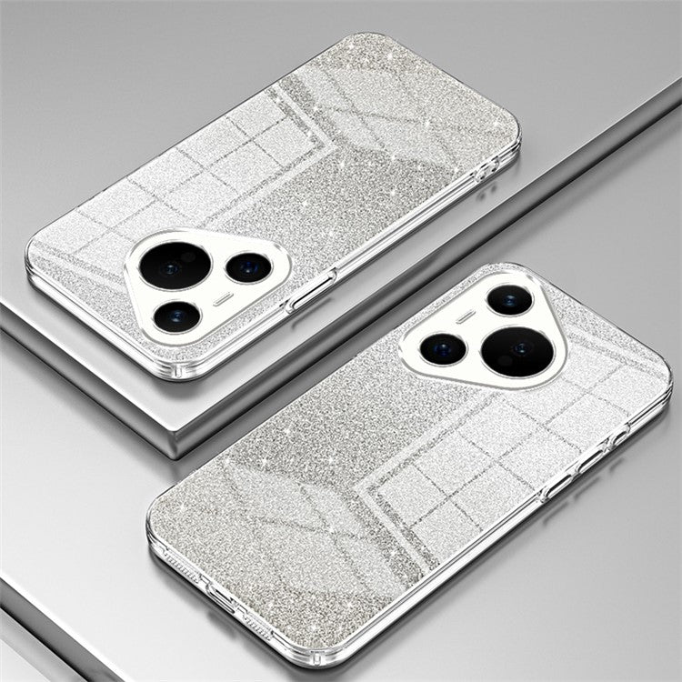 For Huawei Pura 70 Case TPU Gradient Glitter Mobile Phone Cover - Transparent