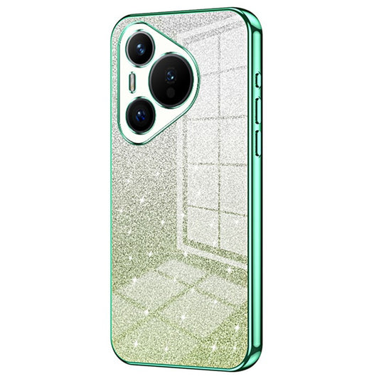 For Huawei Pura 70 Case TPU Gradient Glitter Mobile Phone Cover - Green