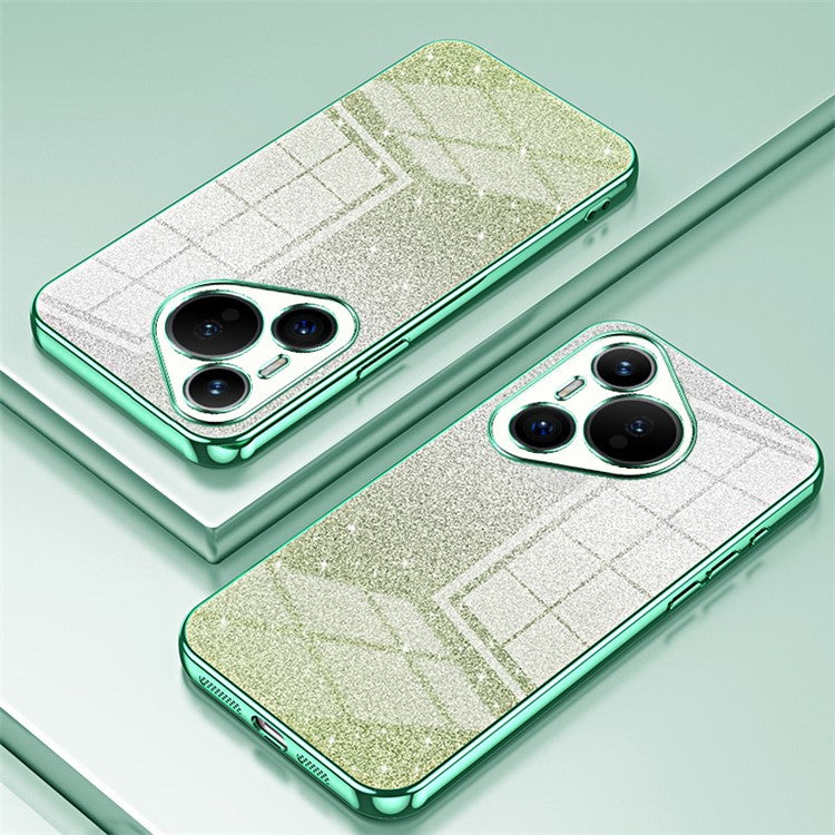 For Huawei Pura 70 Case TPU Gradient Glitter Mobile Phone Cover - Green