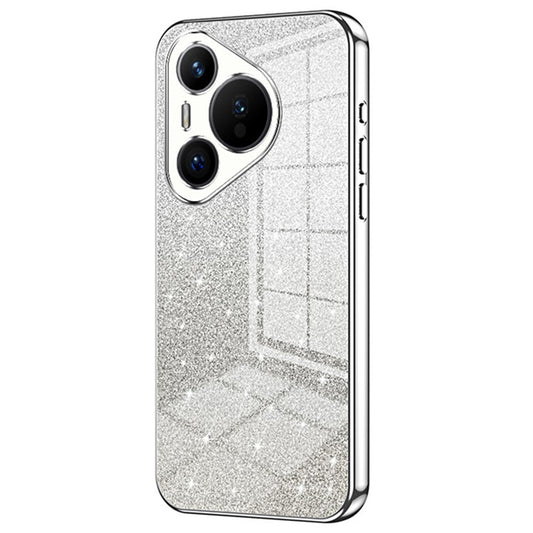 For Huawei Pura 70 Case TPU Gradient Glitter Mobile Phone Cover - Silver