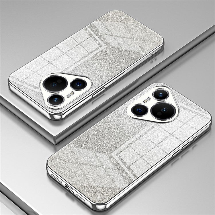 For Huawei Pura 70 Case TPU Gradient Glitter Mobile Phone Cover - Silver