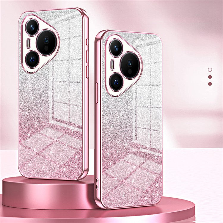 For Huawei Pura 70 Case TPU Gradient Glitter Mobile Phone Cover - Silver