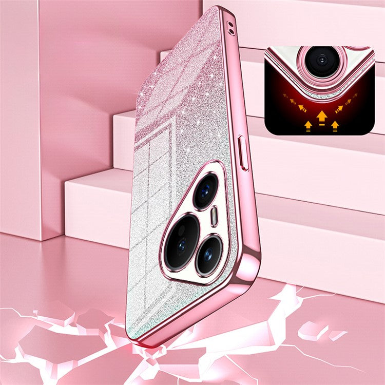 For Huawei Pura 70 Case TPU Gradient Glitter Mobile Phone Cover - Silver