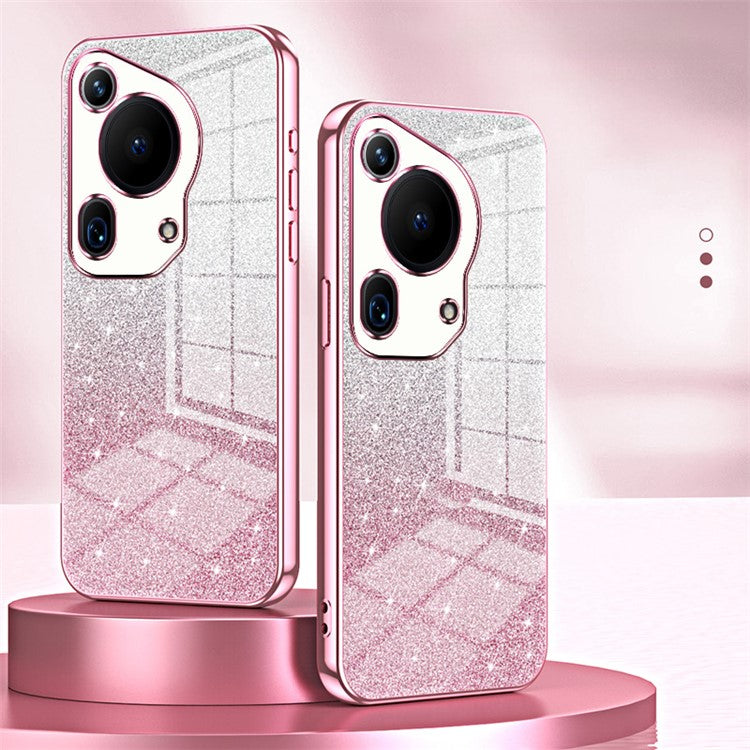 For Huawei Pura 70 Ultra Case Gradient Glitter Electroplating Soft TPU Phone Cover - Silver