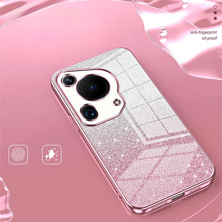 For Huawei Pura 70 Ultra Case Gradient Glitter Electroplating Soft TPU Phone Cover - Silver