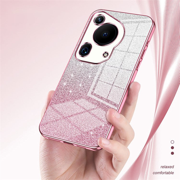 For Huawei Pura 70 Ultra Case Gradient Glitter Electroplating Soft TPU Phone Cover - Silver