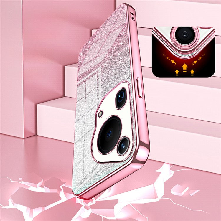 For Huawei Pura 70 Ultra Case Gradient Glitter Electroplating Soft TPU Phone Cover - Silver