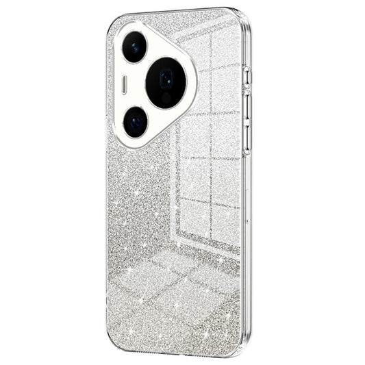 For Huawei Pura 70 Pro / Pura 70 Pro+ Electroplated Cell Phone Case Gradient Glitter TPU Cover - Transparent