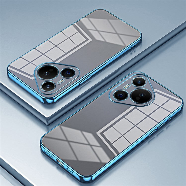 For Huawei Pura 70 Case TPU Transparency Electroplating Phone Cover - Blue