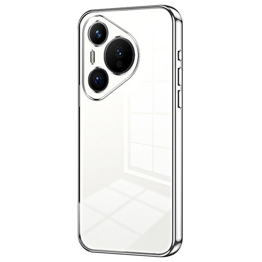 For Huawei Pura 70 Case TPU Transparency Electroplating Phone Cover - Silver