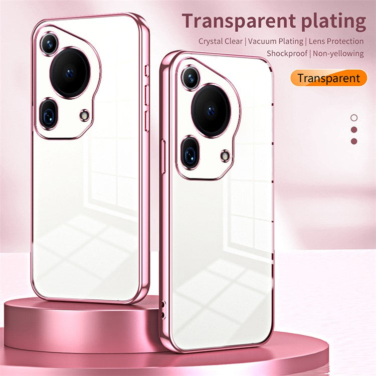For Huawei Pura 70 Ultra Case TPU Shockproof Clear Phone Cover Electroplating Frame - Green