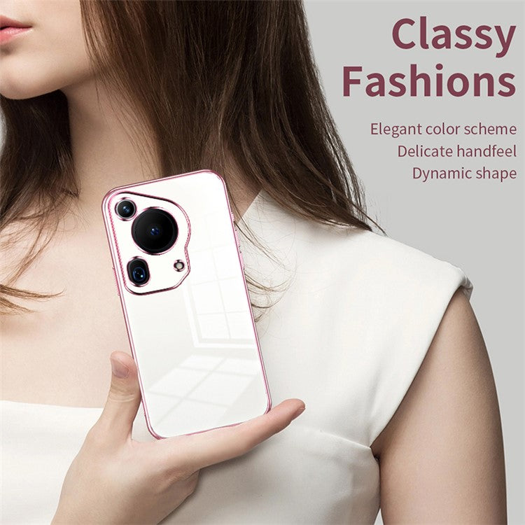 For Huawei Pura 70 Ultra Case TPU Shockproof Clear Phone Cover Electroplating Frame - Green
