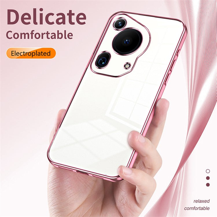 For Huawei Pura 70 Ultra Case TPU Shockproof Clear Phone Cover Electroplating Frame - Green