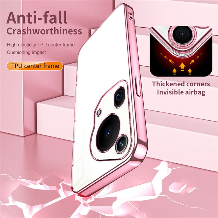 For Huawei Pura 70 Ultra Case TPU Shockproof Clear Phone Cover Electroplating Frame - Purple