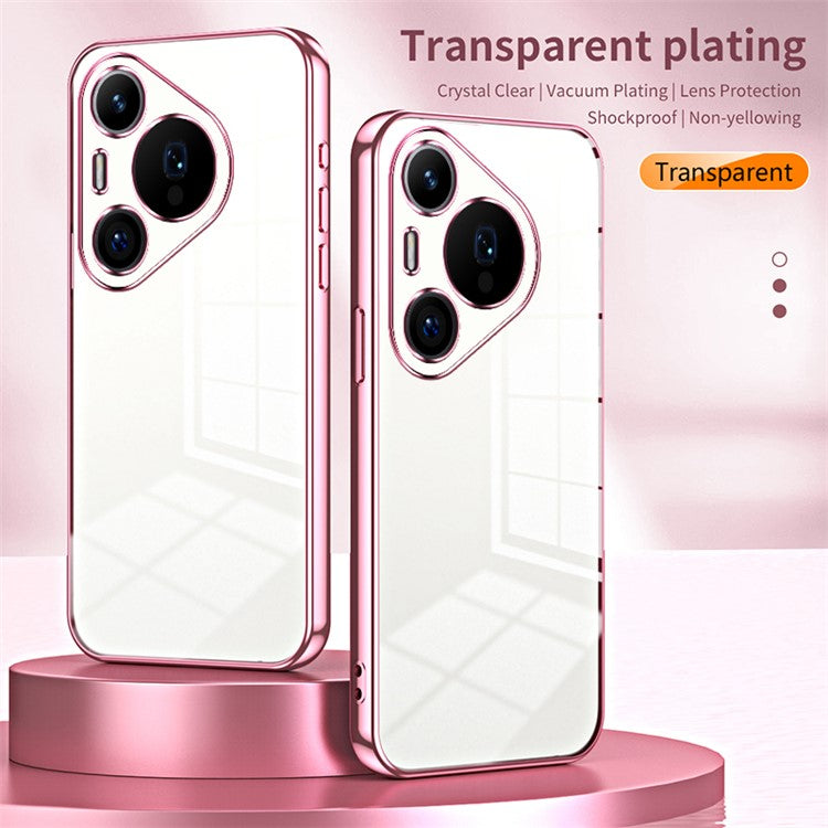 For Huawei Pura 70 Pro / Pura 70 Pro+ Case Colorful Frame Electroplating TPU Phone Cover - Pink