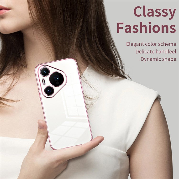 For Huawei Pura 70 Pro / Pura 70 Pro+ Case Colorful Frame Electroplating TPU Phone Cover - Pink