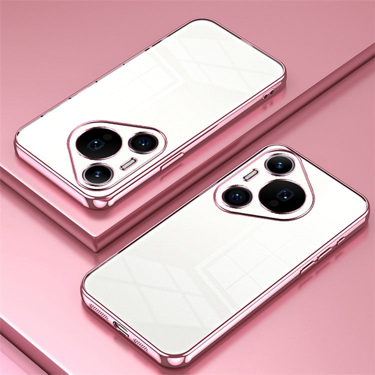 For Huawei Pura 70 Pro / Pura 70 Pro+ Case Colorful Frame Electroplating TPU Phone Cover - Pink