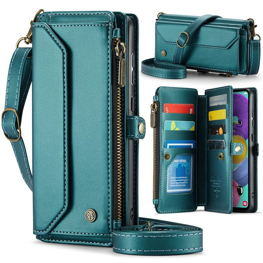 CASEME C36 Series For Samsung Galaxy A51 4G SM-A515 Leather Case Zipper Wallet Phone Cover - Green