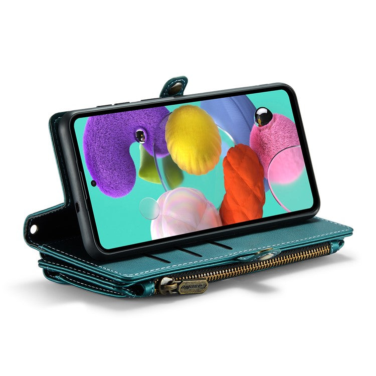 CASEME C36 Series For Samsung Galaxy A51 4G SM-A515 Leather Case Zipper Wallet Phone Cover - Green