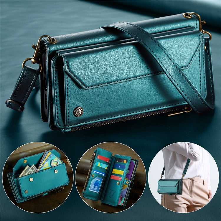 CASEME C36 Series For Samsung Galaxy A51 4G SM-A515 Leather Case Zipper Wallet Phone Cover - Green