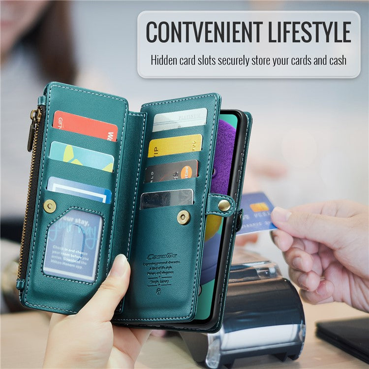 CASEME C36 Series For Samsung Galaxy A51 4G SM-A515 Leather Case Zipper Wallet Phone Cover - Green