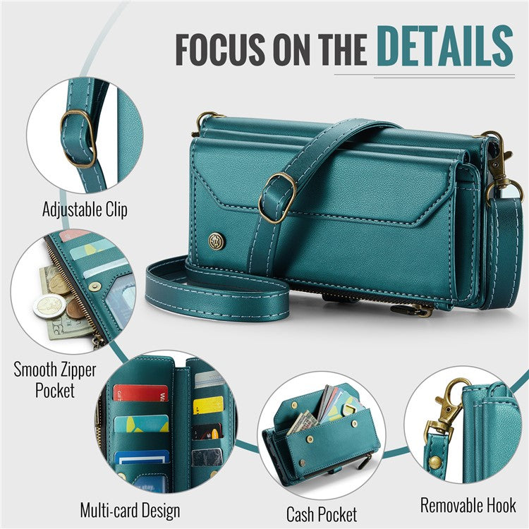 CASEME C36 Series For Samsung Galaxy A51 4G SM-A515 Leather Case Zipper Wallet Phone Cover - Green