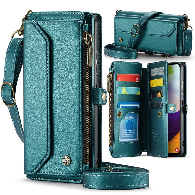 CASEME C36 Series For Samsung Galaxy A52 4G / A52 5G / A52s 5G Wallet Case Anti-Drop PU Leather Phone Cover - Green