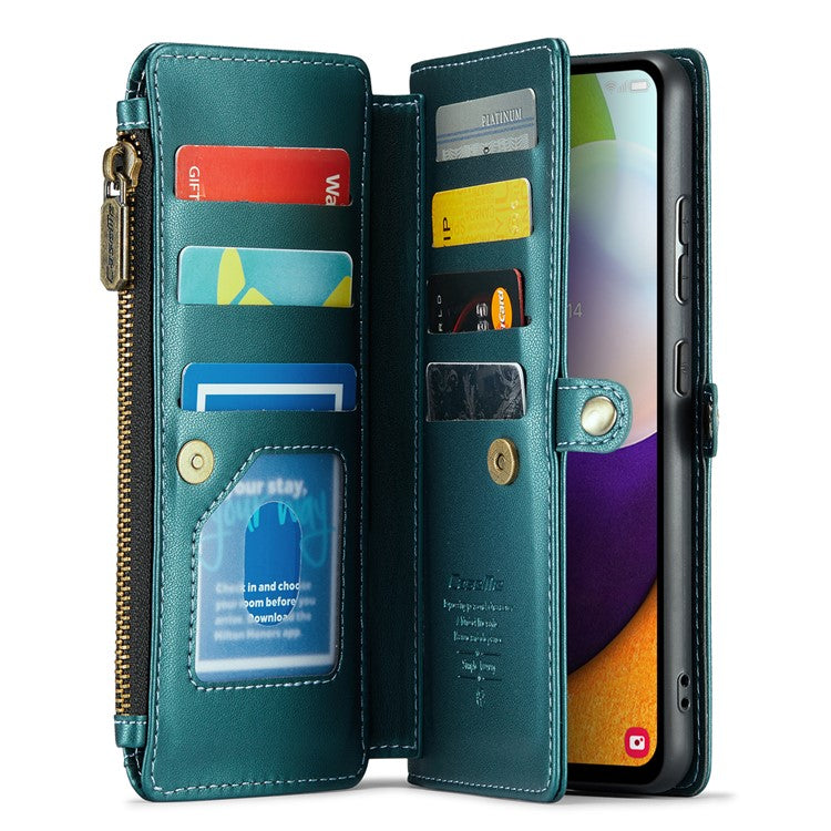CASEME C36 Series For Samsung Galaxy A52 4G / A52 5G / A52s 5G Wallet Case Anti-Drop PU Leather Phone Cover - Green