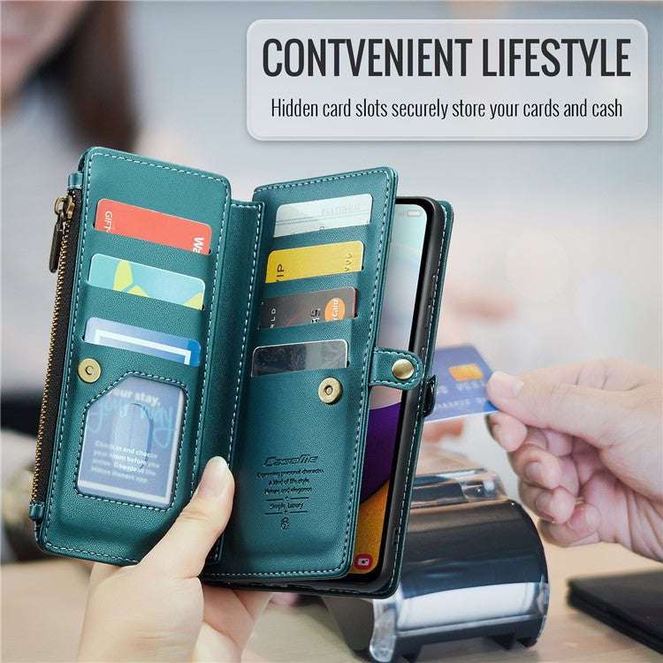 CASEME C36 Series For Samsung Galaxy A52 4G / A52 5G / A52s 5G Wallet Case Anti-Drop PU Leather Phone Cover - Green