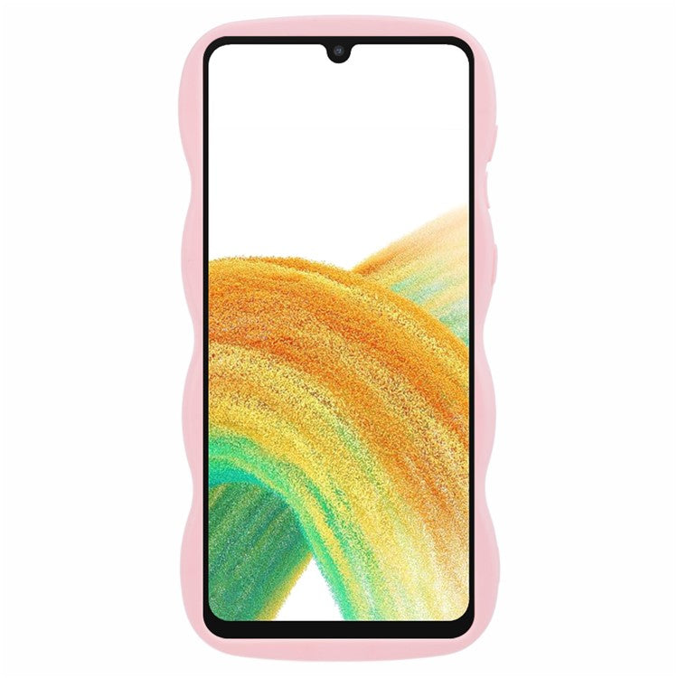 XL Series For Samsung Galaxy A13 4G Case Solid Color Mobile Phone TPU Cover Wavy Edge - Pink