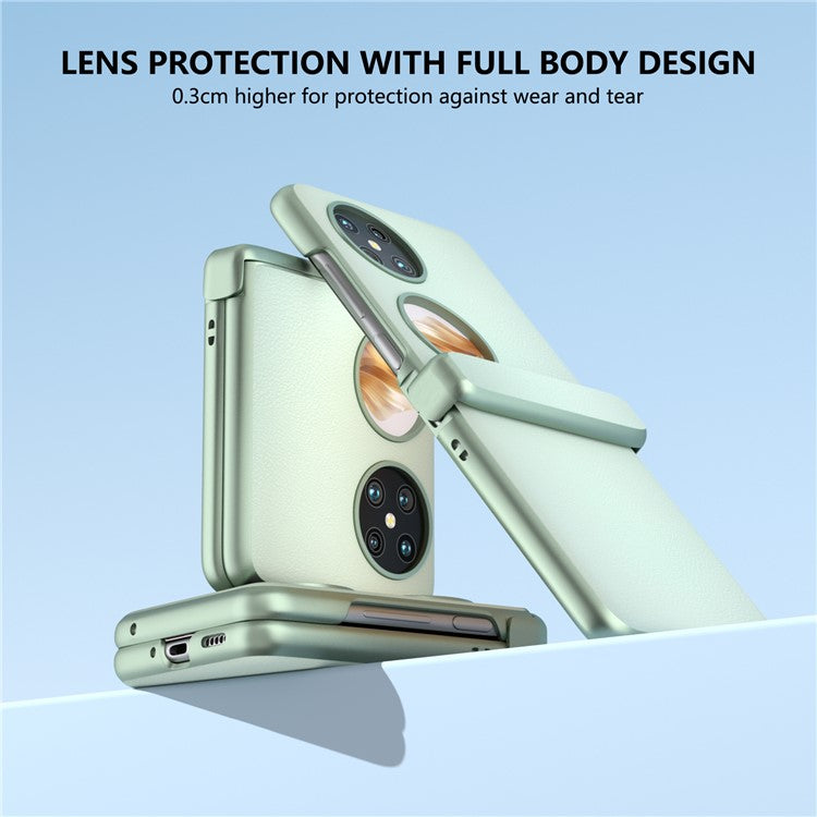 For Huawei Pocket 2 Hinge Protection Case Leather + PC Shockproof Phone Cover - Light Green
