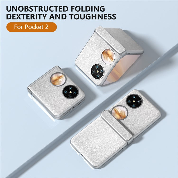For Huawei Pocket 2 Hinge Protection Case Leather + PC Shockproof Phone Cover - Silver