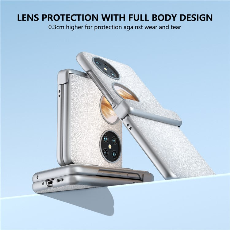For Huawei Pocket 2 Hinge Protection Case Leather + PC Shockproof Phone Cover - Silver