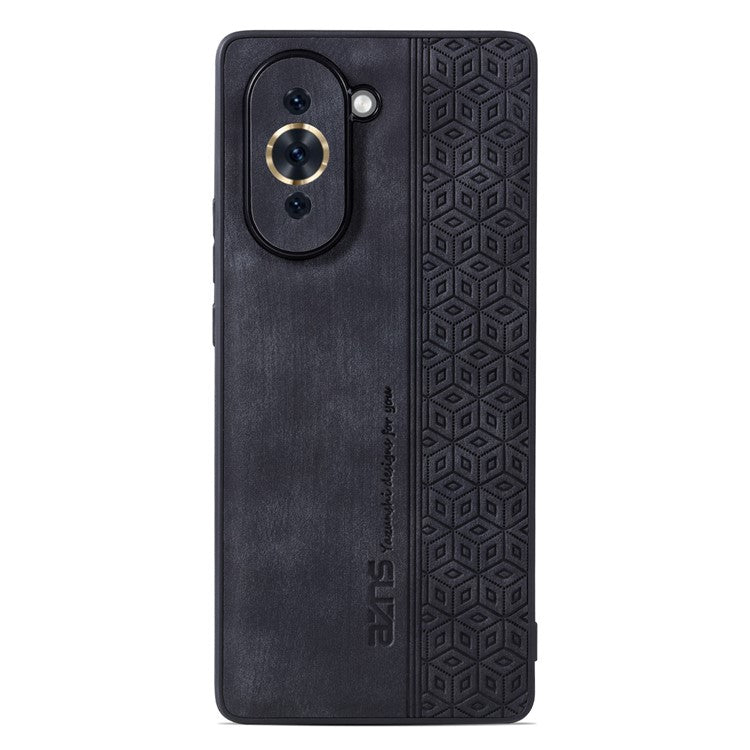 AZNS Cell Phone Case for Huawei nova 10 4G, PU Leather Coated TPU Stylish Pattern Imprinted Phone Cover - Black