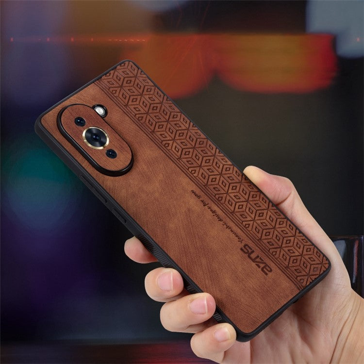 AZNS Cell Phone Case for Huawei nova 10 4G, PU Leather Coated TPU Stylish Pattern Imprinted Phone Cover - Black