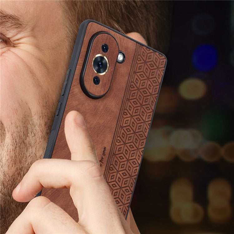 AZNS Cell Phone Case for Huawei nova 10 4G, PU Leather Coated TPU Stylish Pattern Imprinted Phone Cover - Black