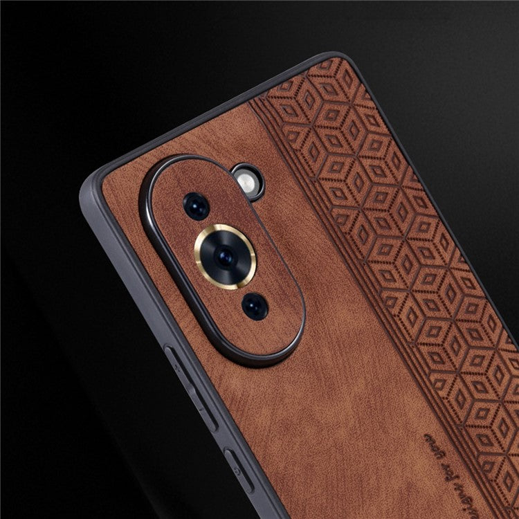 AZNS Cell Phone Case for Huawei nova 10 4G, PU Leather Coated TPU Stylish Pattern Imprinted Phone Cover - Black