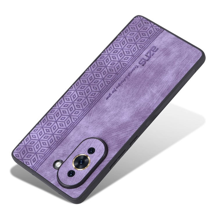 AZNS Cell Phone Case for Huawei nova 10 4G, PU Leather Coated TPU Stylish Pattern Imprinted Phone Cover - Purple
