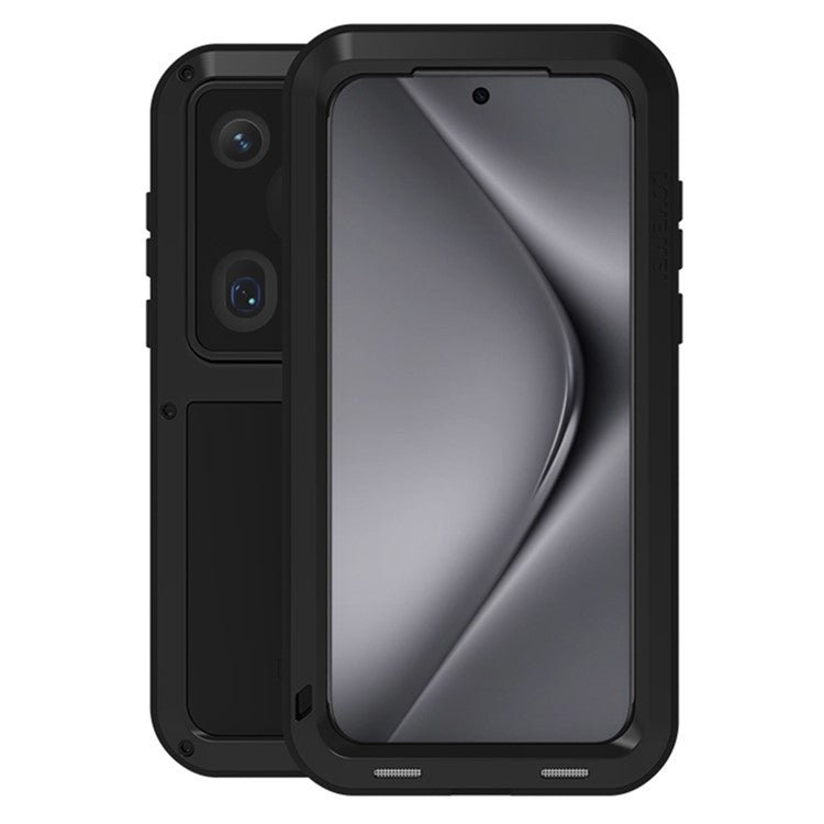 LOVE MEI For Huawei Pura 70 Ultra Case Metal+Silicone Anti-Drop Phone Cover - Black