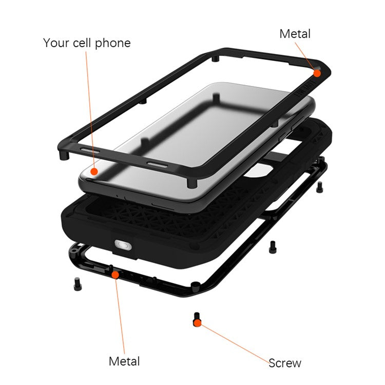 LOVE MEI For Huawei Pura 70 Ultra Case Metal+Silicone Anti-Drop Phone Cover - Black
