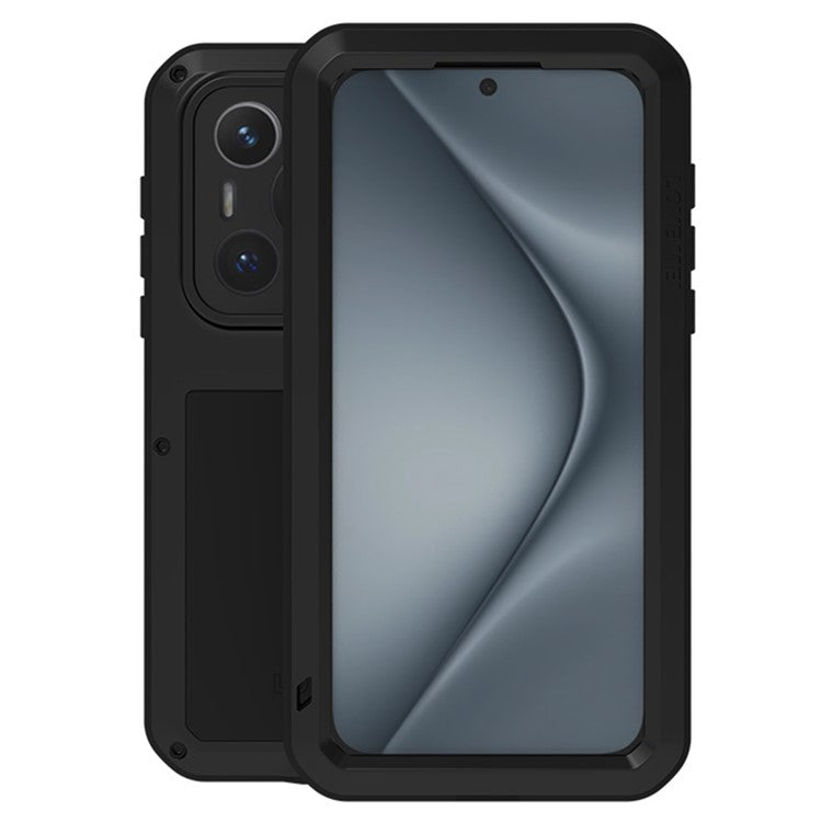 LOVE MEI For Huawei Pura 70 Pro / Pura 70 Pro+ Case Metal+Silicone Phone Cover with Screen Film - Black