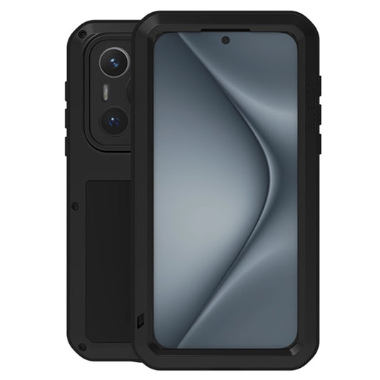 LOVE MEI For Huawei Pura 70 Pro / Pura 70 Pro+ Case Metal+Silicone Phone Cover with Screen Film - Black
