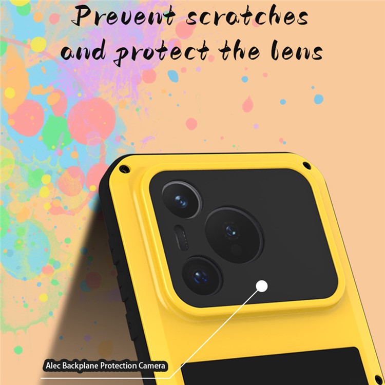 LOVE MEI For Huawei Pura 70 Pro / Pura 70 Pro+ Case Metal+Silicone Phone Cover with Screen Film - Black