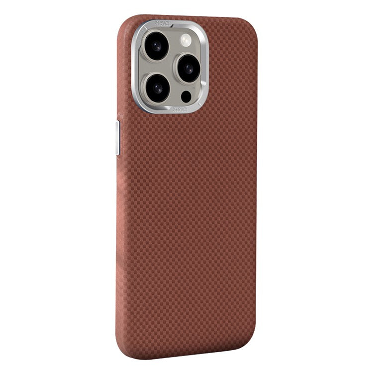 X-LEVEL For iPhone 14 Pro Phone Cases Magnetic Carbon Fiber+Metal Phone Cover Compatible with MagSafe - Brown